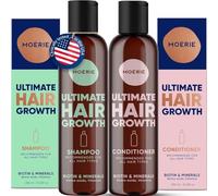 Moérie shampoo ristrutturante balsamo volumizzante anticaduta, prodotti per crescita capelli con ingredienti naturali, oltre 100 ingredienti attivi per capelli folti, lunghi e splendenti, 2 x 250 ml