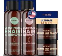 Moerie Ultimate Mineral Shampoo and Conditioner Set - Vegan Friendly, Paraben Free, Hair Growth Products for Longer, Thicker, Fuller Hair - Includes Hair Mask- Double Set