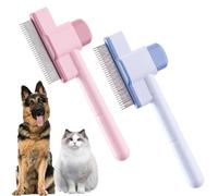 Moerstar 2 Pettine per gatti, spazzola per gatti cani con pulsante di rilascio, spazzola gatto cane pelo lungo corto, autopulenti spazzola per la cura del pelo (Rosa + Viola)