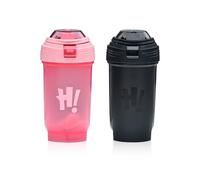 Moerstar 2 Pezzi Shaker Proteine, Borraccia Proteine Shaker con Mixball in Acciaio Inox, Senza BPA, Borraccia Palestra a Prova di Perdite (Nero+Rosa)