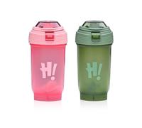 Moerstar 2 Pezzi Shaker Proteine, Borraccia Proteine Shaker con Mixball in Acciaio Inox, Senza BPA, Borraccia Palestra a Prova di Perdite (Rosa + Verde)