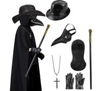 Moerstar Costume da pestdottore per bambini, con maschera, cappello a forma di scettro, guanti, collana a croce, Halloween, costume cosplay per Halloween Carnevale (150)