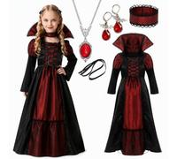 Moerstar Costume da vampiro di Halloween per bambine, set con collana e orecchini, gotico, vampiro, regina, per Halloween e cosplay