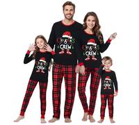 Moerstar Pigiami Natalizi per Tutta la Famiglia, 2 Pezzi Pigiama Natale Famiglia, Pigiama Natalizio a Maniche Lunghe con Pantaloni per papà Mamma Bambini (IT, Testo, XL, A (Bambini))