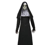 Moerstar Vestito Suora Halloween con Maschera Horror, Costume Suora Donna con Cappuccio Cintura e Collana, Maschera Costume Horror per Halloween Carnivale Cosplay