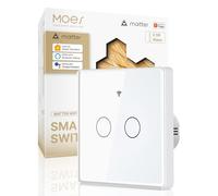 MOES 2.5D Matter WiFi Interruttore Touch a Pannello Intelligente, Sincronizzazione Bidirezionale, Filo Neutro Richiesto, Compatibile con Alexa/Apple Home/Google Home/SmartThings/Tuya, 2 Gang