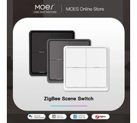 MOES 4 Gang Tuya ZigBee Wireless 12 Scena Pulsante Interruttore Interruttore di Spinta Controller Alimentato A Batteria Dispositivi di Automazione di Scenario per Tuya