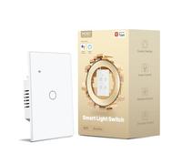 MOES Interruttore da parete Smart Touch di seconda generazione, interruttore a polo singolo Wi-Fi a 2,4 GHz, nessun cavo neutro richiesto, controllo APP MOES remoto, compatibile con Alexa e Google