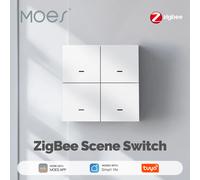MOES Interruttore scena ZigBee 4 Gang Wireless 12 pulsanti Controller Tuya Scenario di automazione Alimentato a batteria Funziona con Smart Life