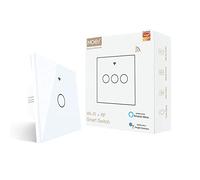 MOES interruttore smart WiFi RF433 touch da parete, non richiede neutro, 1 via interruttore intelligente compatibile con Smart Life/Tuya, lavora con Alexa e Google Home Bianco, 1 Gang, 2.4 GHz