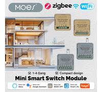 MOES Mini Smart Switch 1-4 Gang, modulo WiFi/Zigbee fai da te, funziona con Alexa e Google Home, timer e controllo vocale, automazione domestica