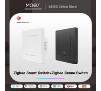 MOES Smart Light Switch Tuya ZigBee Star Ring Series Nessun cavo neutro Nessun condensatore necessario Smart Life Funziona con Alexa Google Home 1 gang scene switch