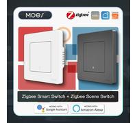 MOES Smart Light Switch Tuya ZigBee Star Ring Series Nessun cavo neutro Nessun condensatore necessario Smart Life Funziona con Alexa Google Home 1 Gang Master Switch
