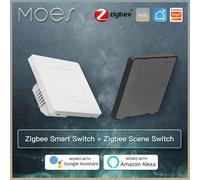 MOES Star Ring Interruttori ZigBee3.0 Tuya Smart Pulsante Luce/Interruttore scena Smart Life APP Controllo remoto Alexa Google Voice 2 Gang White Panel MOES Star Ring