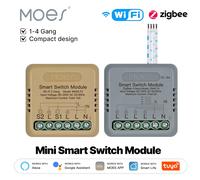 MOES Tuya Mini Smart Switch 1-4 Gang, Modulo DIY WiFi/Zigbee, Compatibile con Alexa e Google Home, Controllo Vocale e Timer, Domotica