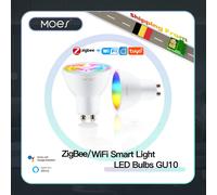 MOES Tuya ZigBee GU10 WIFI Lampadine LED intelligenti RGB C + W Lampade dimmerabili bianche Smart Life APP Lampadine di controllo Voce Alexa/Google