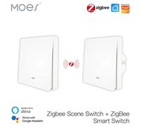 MOES Tuya ZigBee Interruttore della luce con kit trasmettitore Nessun cavo neutro Nessun condensatore richiesto Funziona con Alexa Google Home Smart Life 1 gang scene switch