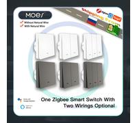 MOES Tuya ZigBee Smart Light Switch Nessun cavo neutro Nessun condensatore necessario Smart Life 2/3 vie Funziona con Alexa Google Home 2mqtt wireless hub