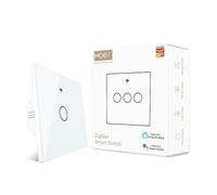 MOES Zigbee Interruttore intelligente, richiede Tuya ZigBee HUB , non richiede neutro, non richiede condensatori, compatibile con l'app Smart Life Tuya Alexa Google Home, 1 Gang, Bianco
