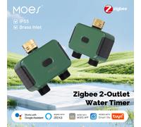MOES ZigBee timer intelligente per acqua a 2 uscite, ingresso in ottone, irrigazione programmabile, compatibile con Tuya con Alexa/Google Home