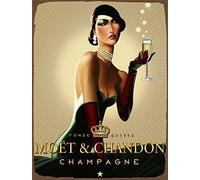 Moet and Chandon - Targa pubblicitaria da parete in stile vintage, in metallo, 20,3 x 30,5 cm, formato A2
