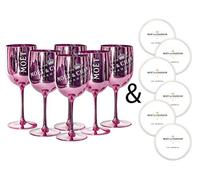 Moët & Chandon - Calici Ice Impérial per champagne e prosecco in acrilico, con un set di sottobicchieri di carta rosa