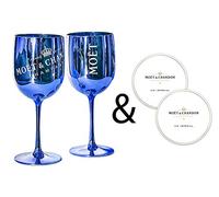 Moët & Chandon - Calici Ice Impérial per champagne e prosecco in acrilico, con un set di sottobicchieri di carta Blu