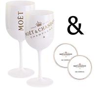 Moët & Chandon Ice Imperial - Set di 2 bicchieri da champagne in acrilico, 0,45 l, con sottobicchieri (2 pezzi)