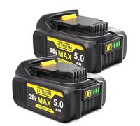MoeuGreenBattX Batteria di ricambio per Dewalt 18 V, batteria agli ioni di litio da 5 Ah per DCB200 DCB201 DCB180 DCB181 DCB182 DCB184 (2 pezzi)