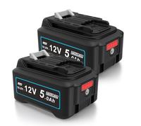 MoeuGreenBattX Batteria di ricambio per Makita 12V: 5,0Ah agli ioni di litio per Makita BL1021B BL1015 BL1020B BL1041B BL1016 197396-9 632F59-1 (2 pezzi)