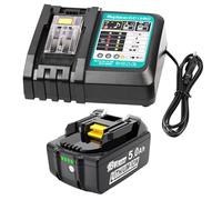MoeuGreenBattX Batteria di ricambio per Makita 18V: 1 pezzo 5,0 Ah agli ioni di litio originale per BL1850B BL1860B 194205-3 LXT-400 - DC18RC Fast Charger Fits per Makita batteria