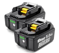 MoeuGreenBattX Batteria di ricambio per Makita 18v: 5.0Ah agli ioni di litio compatibile con BL1850B BL1850 BL1860B BL1860 BL1840 BL1830 BL1820 194205-3 LXT-400 (2 pezzi)
