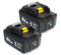 MoeuGreenBattX Batteria di ricambio per Makita da 18V: Batteria agli ioni di litio da 5000mAh compatibile con BL1850B BL1850 BL1860B BL1860 BL1840 BL1830 194205-3 LXT-400 (2 pezzi)
