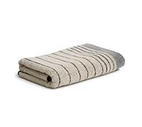 Möve Eden - Asciugamano a righe orizzontali con orlo tubolare, 50 x 100 cm, in 80% cotone, 20% lino, colore: Naturale/Nero