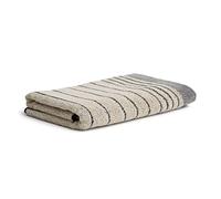 Möve Eden - Telo doccia a righe orizzontali con orlo tubolare, 80 x 150 cm, in 80% cotone, 20% lino, naturale/nero