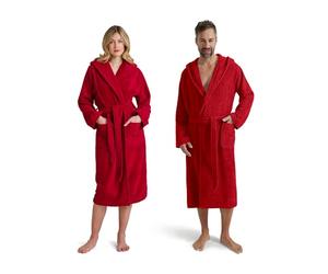 Möve Superwuschel - Accappatoio con cappuccio, 100% cotone, taglia XL, colore rosso rubino
