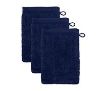 Möve Superwuschel - Set da 3 guanti da bagno, 15 x 20 cm, 100% cotone, colore blu mare profondo (deep sea)