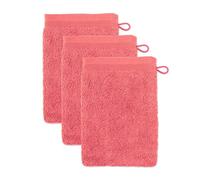 Möve Superwuschel - Set da 3 guanti da bagno, 15 x 20 cm, 100% cotone, colore corallo