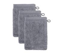 Möve Superwuschel - Set da 3 guanti da bagno, 15 x 20 cm, 100% cotone, colore grigio pietra (stone)