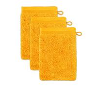 Möve Superwuschel - Set da 3 guanti da bagno, 15 x 20 cm, 100% cotone, colore oro