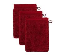 Möve Superwuschel - Set da 3 guanti da bagno, 15 x 20 cm, 100% cotone, colore rubino