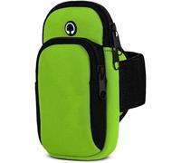 MoEx Braccialetto Sportivo Compatibile con Apple iPhone XR | Resistente agli Spruzzi d'Acqua, 2 Tasche con Cerniera con Apertura per Cuffie + Cinturino Regolabile, Verde