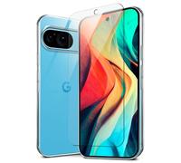 moex Confezione 3 in 1 per Google Pixel 9 con 2 pellicole protettive in vetro temperato, [Aero Case + vetro ShockProtect] Protezione completa in silicone trasparente