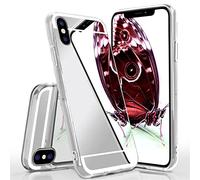 moex Cover a Specchio Silicone Compatibile con iPhone X/iPhone XS | Protegge + specchietto, Argentato