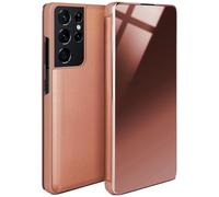 moex Cover Sottile Compatibile con Samsung Galaxy S21 Ultra | Trasparente a Display Acceso/Lucida, Oro Rosato