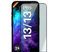 moex CurveProtect - Pellicola protettiva in vetro temperato per iPhone 13/13 Pro, senza bordi, tutto lo schermo completamente coperto, pellicola protettiva in vetro curvo 3D, 2 pezzi, colore: Nero
