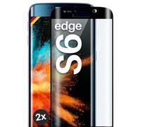 moex CurveProtect - Pellicola protettiva in vetro temperato per Samsung Galaxy S6 Edge Full Screen senza bordi, completamente coperta, pellicola protettiva in vetro temperato curvo 3D, 2 pezzi, colore