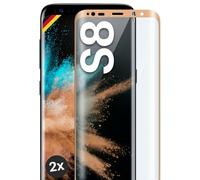 moex CurveProtect - Pellicola protettiva in vetro temperato per Samsung Galaxy S8, senza bordi, copertura completa dello schermo, pellicola in vetro curvo 3D, oro, 2 pezzi