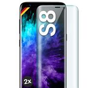 moex CurveProtect - Pellicola protettiva in vetro temperato per Samsung Galaxy S8, senza bordi, tutto lo schermo completamente coperto, pellicola protettiva in vetro curvo 3D, trasparente, 2 pezzi