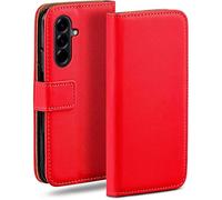 moex Custodia a libro per Samsung Galaxy A56 5G, con scomparto per carte di credito, pieghevole a 360 gradi, in pelle PU, colore: rosso